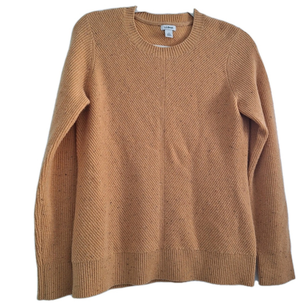 L.L. Bean Women's Sz Small Classic Cashmere Crewneck Sweater Gold Mustard 523246